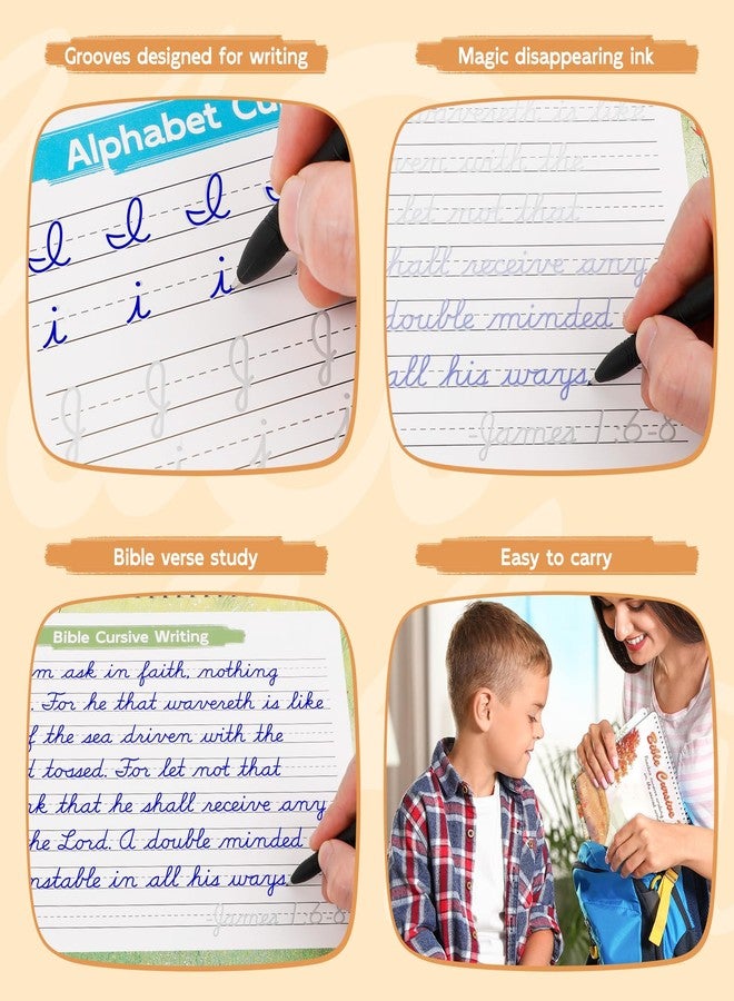 Zazopup Grooved Cursive Handwriting Workbook for Kids 5-12 & Adults,Reusable Magic Practice Books with Disappearing Ink Pens,Grooved Kids Writing Book Cursive Workbook with Words Letters Bible Verses Sentence - Image 5